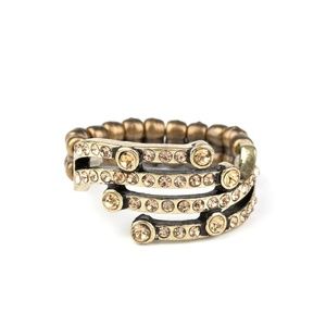 Topaz Rhinestone Brass Ring